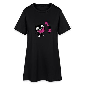 Eule yumyum - Frauen T-Shirt-Kleid - Schwarz - Vorne