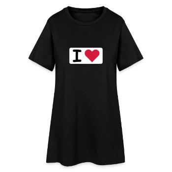 I LOVE - Frauen T-Shirt-Kleid - Schwarz - Vorne