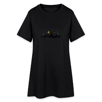 Freizeit - Camping Zelten Mond - Frauen T-Shirt-Kleid - Schwarz - Vorne