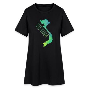 Vietnam - Frauen T-Shirt-Kleid - Schwarz - Vorne