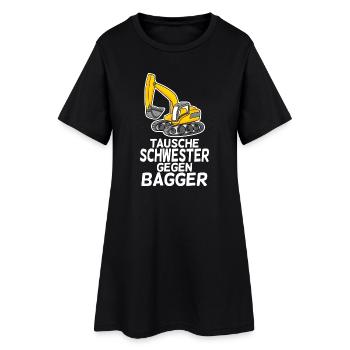 Tausche Schwester gegen Bagger - Frauen T-Shirt-Kleid - Schwarz - Vorne