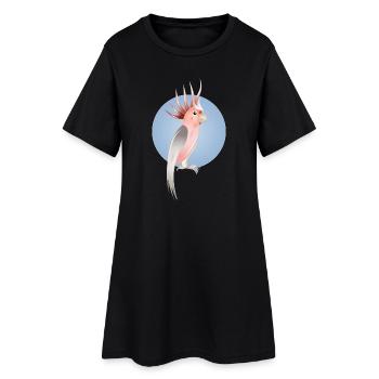 Oiseau cacatoès rose avec un fond bleu délicat - Robe T-shirt Femme - noir - Devant