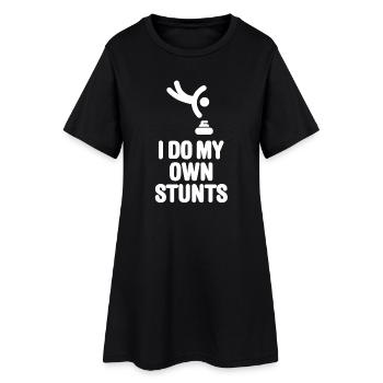 Jeux de curling amusants 'JE FAIS MES PROPRES CASCADES' - Robe T-shirt Femme - noir - Devant