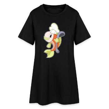 Cuisinier de poisson Cuisson à la cuillère - Robe T-shirt Femme - noir - Devant