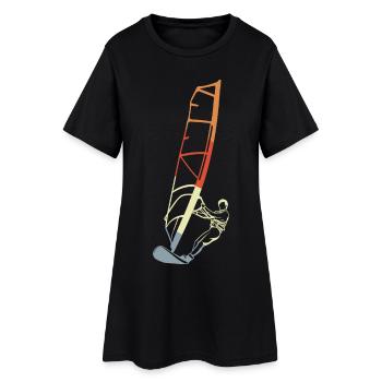 Drôle de véliplanchiste garçon - Robe T-shirt Femme - noir - Devant