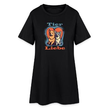 Tier Liebe - Frauen T-Shirt-Kleid - Schwarz - Vorne
