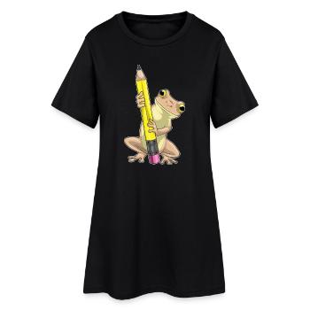 Grenouille élève crayon école - Robe T-shirt Femme - noir - Devant