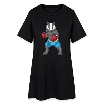 Dachs Boxer Boxhandschuhe Boxen - Frauen T-Shirt-Kleid - Schwarz - Vorne