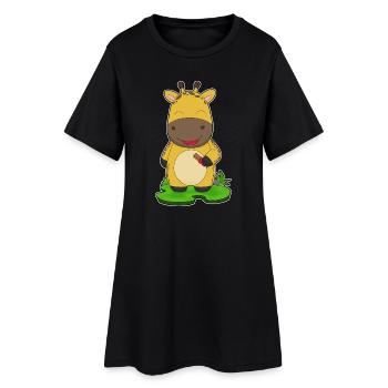 Barre de chocolat girafe - Robe T-shirt Femme - noir - Devant