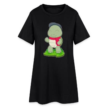 Écharpe d’hiver Tortue - Robe T-shirt Femme - noir - Devant