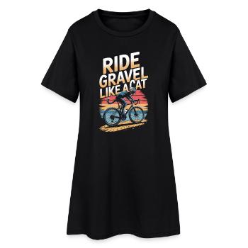 Fahre Schotter wie eine Katze Fahrraddesign - Frauen T-Shirt-Kleid - Schwarz - Vorne