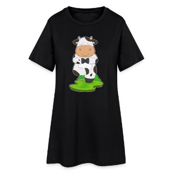 Kuh Yoga Fitness Meditation - Frauen T-Shirt-Kleid - Schwarz - Vorne
