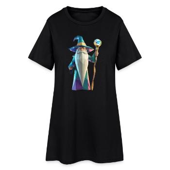 Wise Wizard - Cooles Low-Poly-Logo - Frauen T-Shirt-Kleid - Schwarz - Vorne