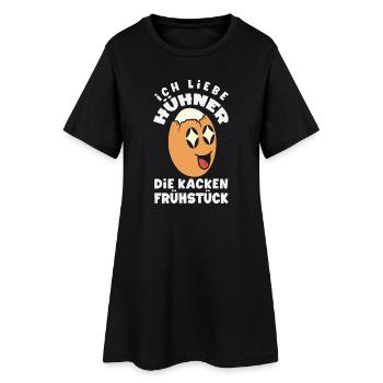 J’adore les poulets – ils font caca au petit-déjeuner - Robe T-shirt Femme - noir - Devant