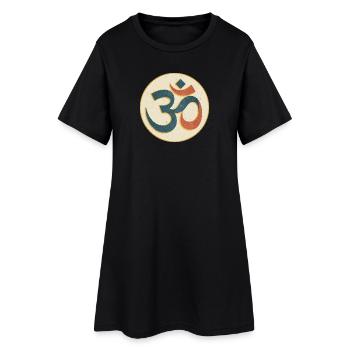 Symbole Om Imprimé Cercle Vintage - Robe T-shirt Femme - noir - Devant