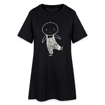 Tiny Doodle in Overalls - Frauen T-Shirt-Kleid - Schwarz - Vorne