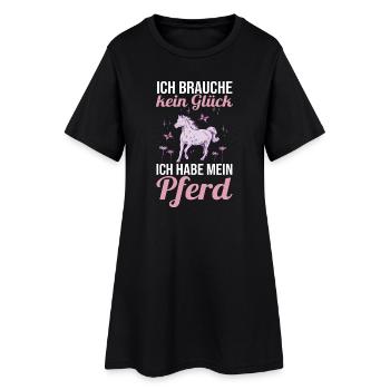 Reiten Pferdeliebhaber Reiterhof Pferde - Frauen T-Shirt-Kleid - Schwarz - Vorne