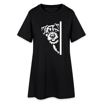 Border Terrier Kopf "Black Edition" - Frauen T-Shirt-Kleid - Schwarz - Vorne