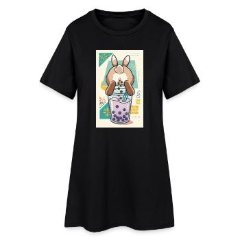 Bubble Tea Boba Drôle de Lapin mignon - Robe T-shirt Femme - noir - Devant