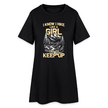 Hike like a girl Hiking Mountains Mountaineering - Women’s T-Shirt Dress - black - Front