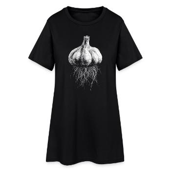 Knoblauch - Frauen T-Shirt-Kleid - Schwarz - Vorne