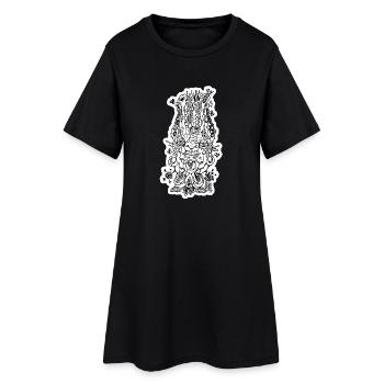 Shaman Head (Gliederung) - Frauen T-Shirt-Kleid - Schwarz - Vorne
