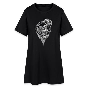 Thor trinkt das Meer – Das Horn reicht in die See - Frauen T-Shirt-Kleid - Schwarz - Vorne