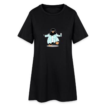 Penguin comic scientist chimie biologie - Robe T-shirt Femme - noir - Devant