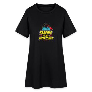 La lecture est ma superpuissance lisant un cadeau de super pouvoir - Robe T-shirt Femme - noir - Devant