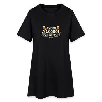 Bier T Shirt Spruch Avoid Alcohol Drink Beer - Frauen T-Shirt-Kleid - Schwarz - Vorne