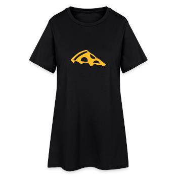 Tranche de pizza au fromage - Robe T-shirt Femme - noir - Devant