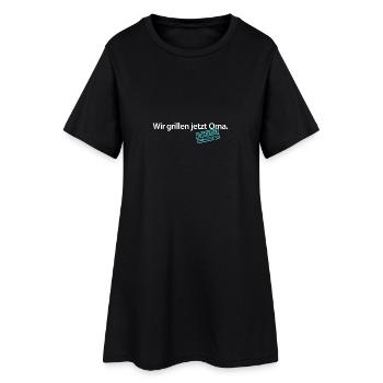 wir grillen jetzt Oma Satzzeichen essen jetzt Opa - Frauen T-Shirt-Kleid - Schwarz - Vorne