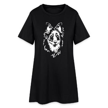 Tête de joue jaune "Black Editition" - Robe T-shirt Femme - noir - Devant