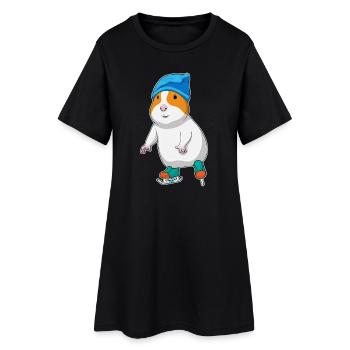 Hamster patins à glace - Robe T-shirt Femme - noir - Devant