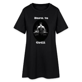 Born to Grill weiß - Frauen T-Shirt-Kleid - Schwarz - Vorne