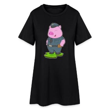 Schwein Polizist Polizei - Frauen T-Shirt-Kleid - Schwarz - Vorne