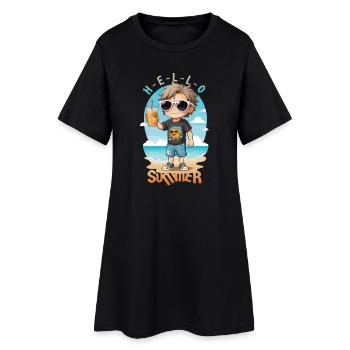 Hallo Sommer - Frauen T-Shirt-Kleid - Schwarz - Vorne