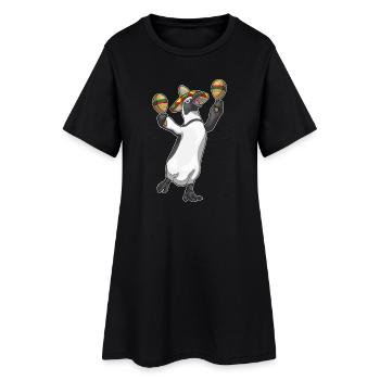 Pingouin Musicien Rattle Music - Robe T-shirt Femme - noir - Devant