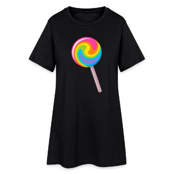 Sucette spirale colorée aux couleurs de l’arc-en-ciel - Robe T-shirt Femme - noir - Devant