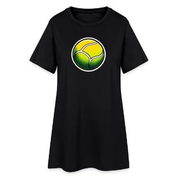 Balle de tennis Vert Jaune - Robe T-shirt Femme - noir - Devant