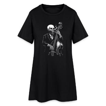 Bassiste de jazz squelette en costume - Robe T-shirt Femme - noir - Devant