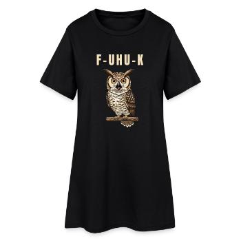 hibou grand-duc hibou drôle jeu de mots disant humour oiseau - Robe T-shirt Femme - noir - Devant