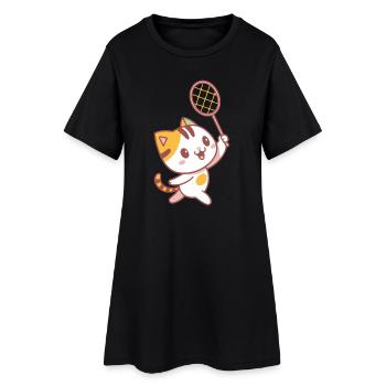 Chaton Badminton Joyeux - Robe T-shirt Femme - noir - Devant