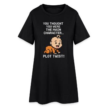 Plot Twist: Kind ist Hauptfigur | Gamer-Eltern - Frauen T-Shirt-Kleid - Schwarz - Vorne