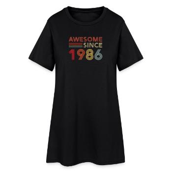 1986 Vintage Retro Birthday Gift - Women’s T-Shirt Dress - black - Front