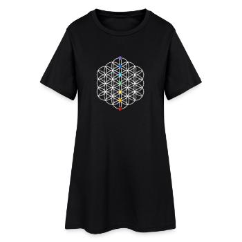 Blume des Lebens - free Chakrenpunkte colored - Frauen T-Shirt-Kleid - Schwarz - Vorne
