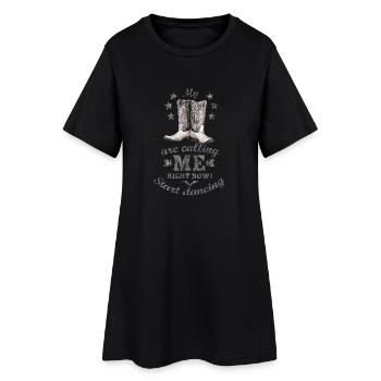 kl_linedance60a - Frauen T-Shirt-Kleid - Schwarz - Vorne
