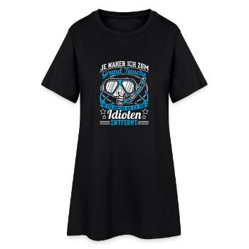 Lustiges Taucher Tauchen Shirt Je Naher Ich - Frauen T-Shirt-Kleid - Schwarz - Vorne