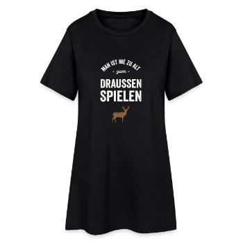Draußen Spielen - Jagd - Frauen T-Shirt-Kleid - Schwarz - Vorne