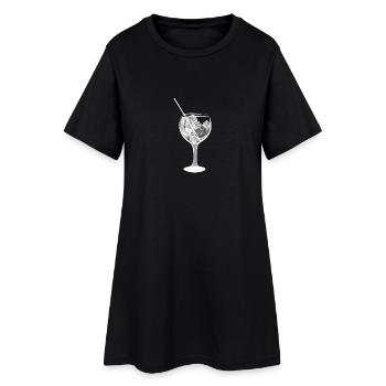 Großes Glas Gin and Tonic mit Gurke - transparent - Frauen T-Shirt-Kleid - Schwarz - Vorne
